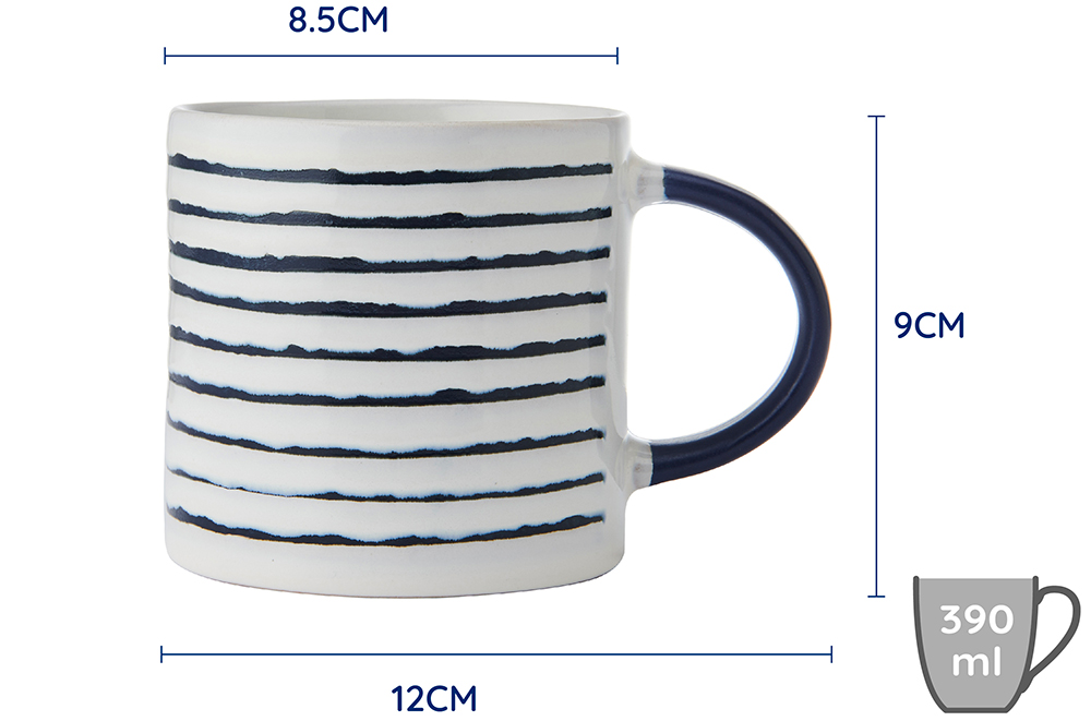 Hrnek Mikasa Modré pruhy 390 ml detajl